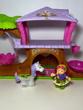 Fisher Price Little People Bendy Fairy Treehouse Fairy and Horse HTF Swing Bath